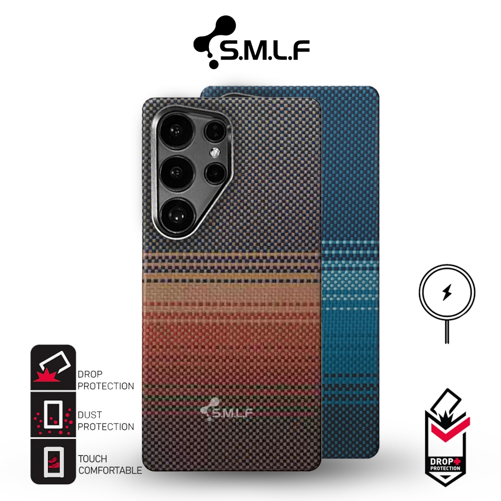 SMLF Aramid FiberทอสําหรับS25 Ultra S24 Ultra S23 Ultra S22 Ultra S25 S24 S23 Plus Tactileทอ-Sunset 