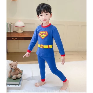 ชุดนอนเด็กผ้าฝ้าย Spider-Man ชุดบางสองชิ้นแขนยาวสวมใส่ในบ้านพิมพ์ Breathable Loose Fit เสื้อผ้าเด็กผู้ชาย