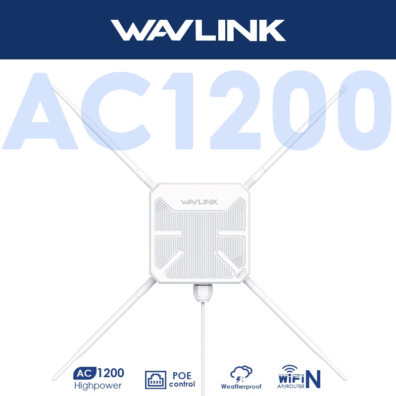 Wavlink AC1200 จุดเชื่อมต่อกลางแจ้ง/Repeater ตัวขยาย WiFi ระยะไกลสําหรับสวน/ฟาร์ม