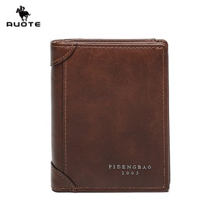 AUOTE กระเป๋าสตางค์วินเทจผู้ชาย PU กระเป๋าสตางค์ใบสั้นหลายบัตรซิปกระเป๋าสตางค์ธุรกิจกระเป๋าใส่เหรียญสําหรับผู้ชาย
