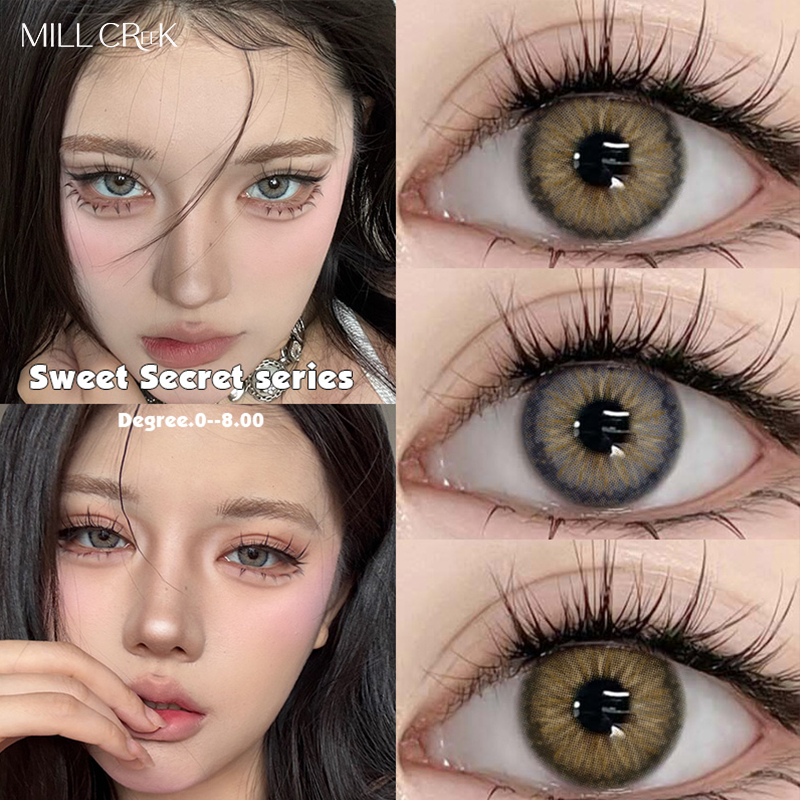Mill Creek Sweet Secret Color คอนแทคเลนส์เกรด 14.5 มม. Hybrid Iris Blue/Grey/Brown ใช้รายปีคอนแทคเลน