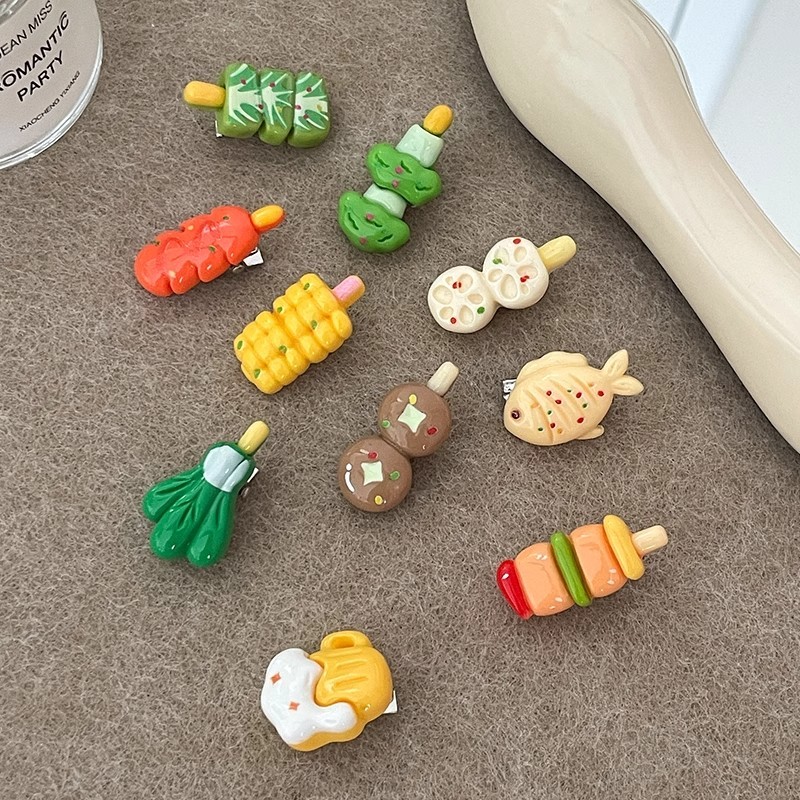 คลิปผมอาหารจำลองโดปามีนสไตล์Y2K | สิ่งประดับผมตลกๆวัฒนธรรมย่อย| คลิปผมแคบเล็บสไตล์ญี่ปุ่นสร้างสรรค์ | คลิปผมหน้าม้าไม่ลื่นจัดผมขี้เหล็กด้านข้าง | คลิปผมสำหรับสตรี - รูปที่ 5