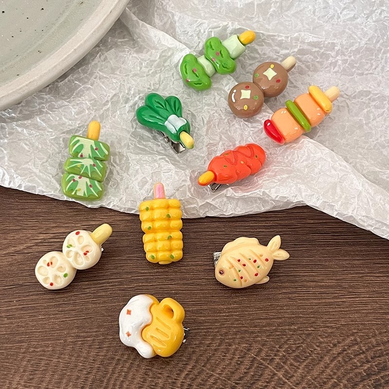 คลิปผมอาหารจำลองโดปามีนสไตล์Y2K | สิ่งประดับผมตลกๆวัฒนธรรมย่อย| คลิปผมแคบเล็บสไตล์ญี่ปุ่นสร้างสรรค์ | คลิปผมหน้าม้าไม่ลื่นจัดผมขี้เหล็กด้านข้าง | คลิปผมสำหรับสตรี - รูปที่ 3