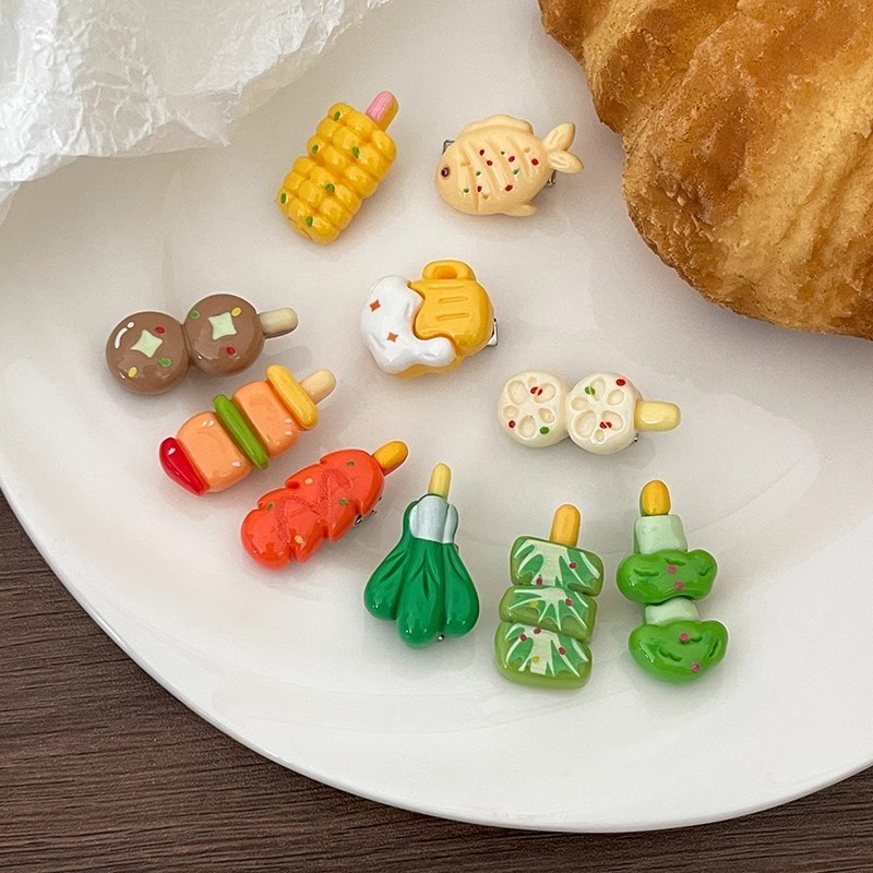 คลิปผมอาหารจำลองโดปามีนสไตล์Y2K | สิ่งประดับผมตลกๆวัฒนธรรมย่อย| คลิปผมแคบเล็บสไตล์ญี่ปุ่นสร้างสรรค์ | คลิปผมหน้าม้าไม่ลื่นจัดผมขี้เหล็กด้านข้าง | คลิปผมสำหรับสตรี - รูปที่ 4