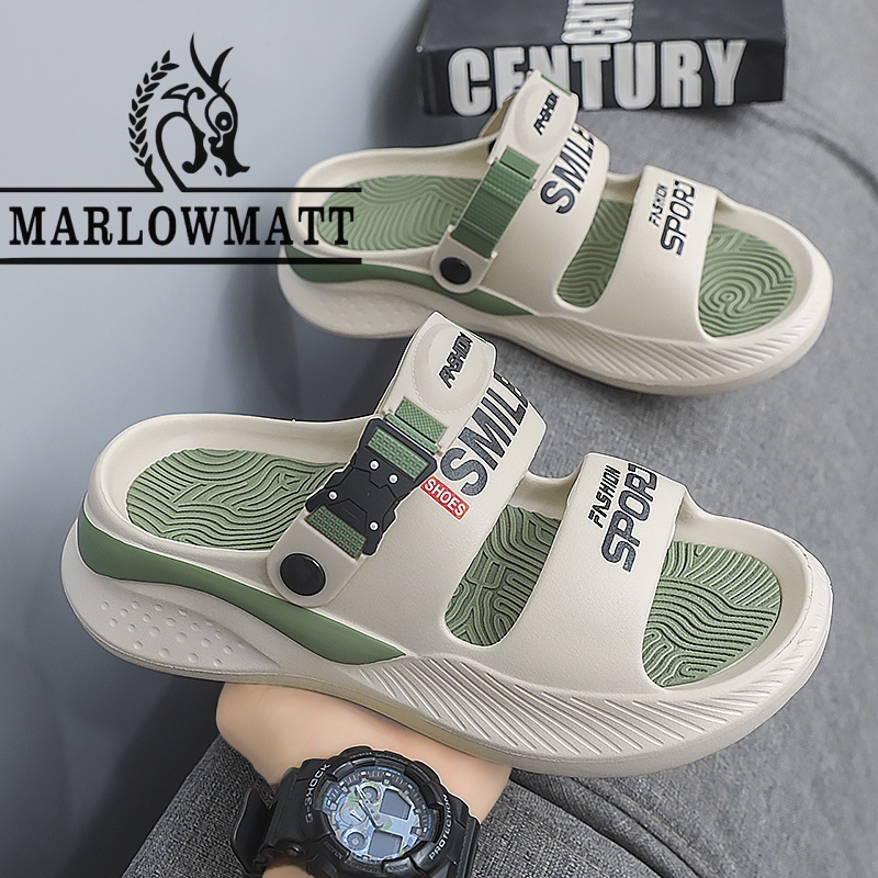 Marlowmatt รองเท้าแตะผู้ชายกีฬากลางแจ้งน้ําหนักเบา Breathable วัสดุ EVA รองเท้าแตะผู้ชาย Flip-Flops