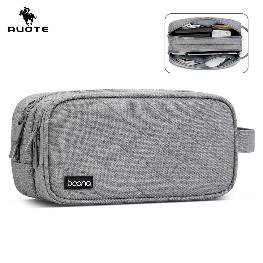 AUOTE Digital Storage Bag Multifunctional Travel Organizer Double Layer ขนาดใหญ่ความจุอิเล็กทรอนิกส์ Gadget กระเป๋าสาย USB กระเป๋าขนาดใหญ่กระเป๋าอุปกรณ์เสริม U Disk Har