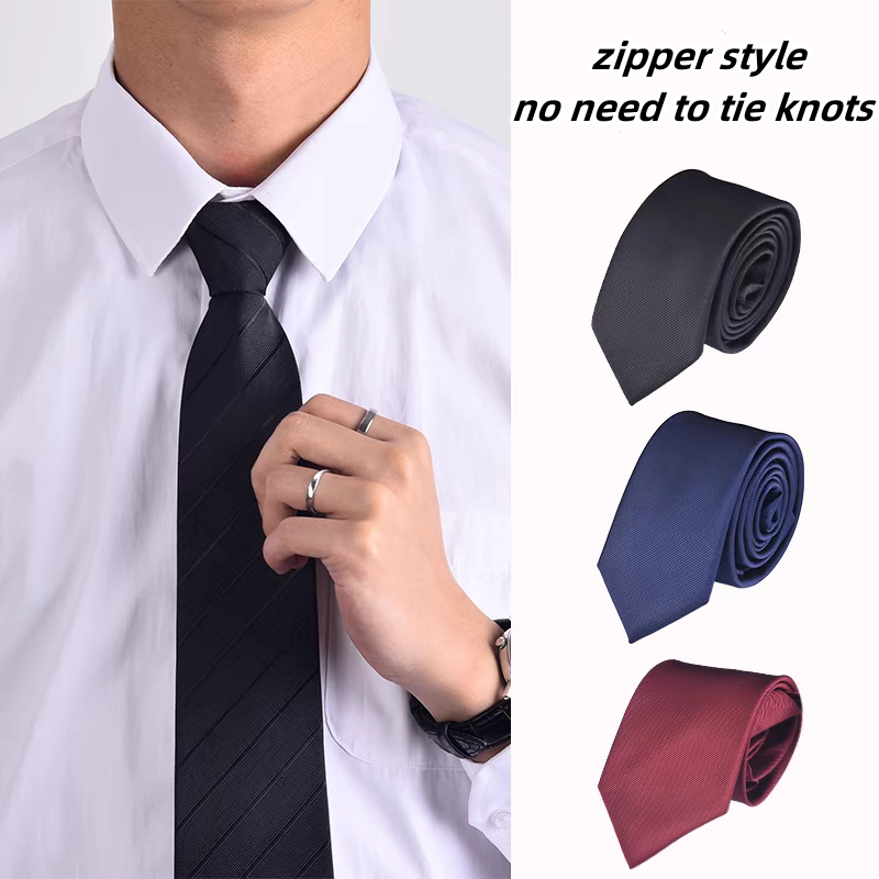 เน็คไทซิปผู้ชายไม่มีปมธุรกิจอย่างเป็นทางการ Adjumstable สีดํา NeckTie