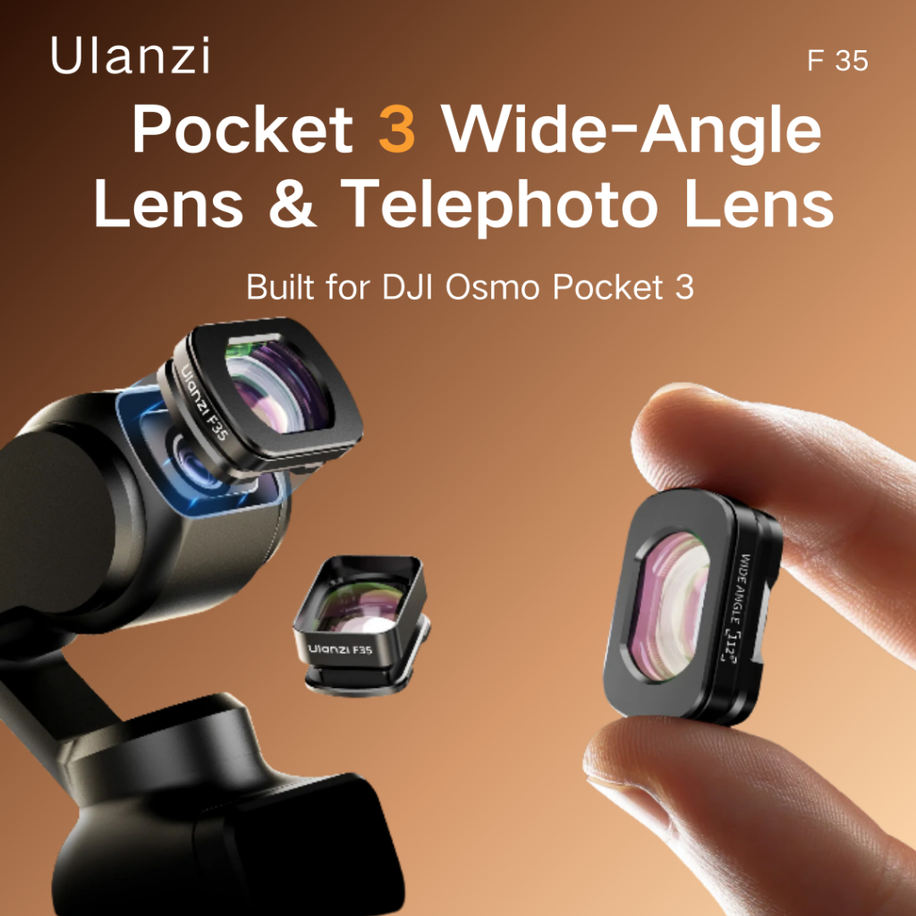 Ulanzi F35 Pocket 3 เลนส์มุมกว้างและเลนส์เทเลโฟโต้สําหรับ DJI Osmo Pocket 3 Magnetic Photograph Attachment การติดตั้งอย่างรวดเร็ว