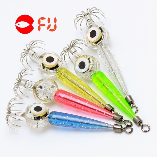 【FU】เหยื่อตกปลาหมึก เรืองแสงในที่มืด เหยื่อตกหมึก เหยื่อปลอมตกหมึก ไฟ LED 7.5เซนติเมตร/9ก