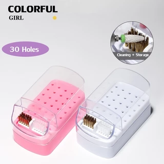 【พร้อมส่ง】5สี กล่องเก็บหัวขัด 30 หลุม พร้อมแปรงทําความสะอาด ป้องกันฝุ่น