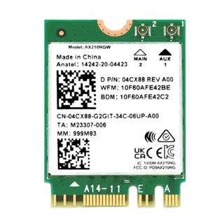 อะแดปเตอร์ Intel AX210 5374Mbps แล็ปท็อป M.2 WiFi 6E การ์ดเครือข่ายไร้สายบลูทูธ 5.3