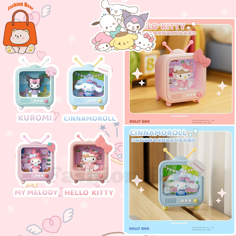 Sanrio น่ารักอบเชยเดสก์ท็อปตกแต่งการ์ตูนช่องทีวีชุดเครื่องประดับ Kuromi Melody Night Light