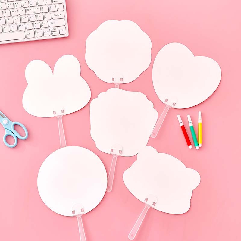 Creative Blank DIY Fan พัดลมพกพาฤดูร้อน ของขวัญพัดลมภาพวาด Guka