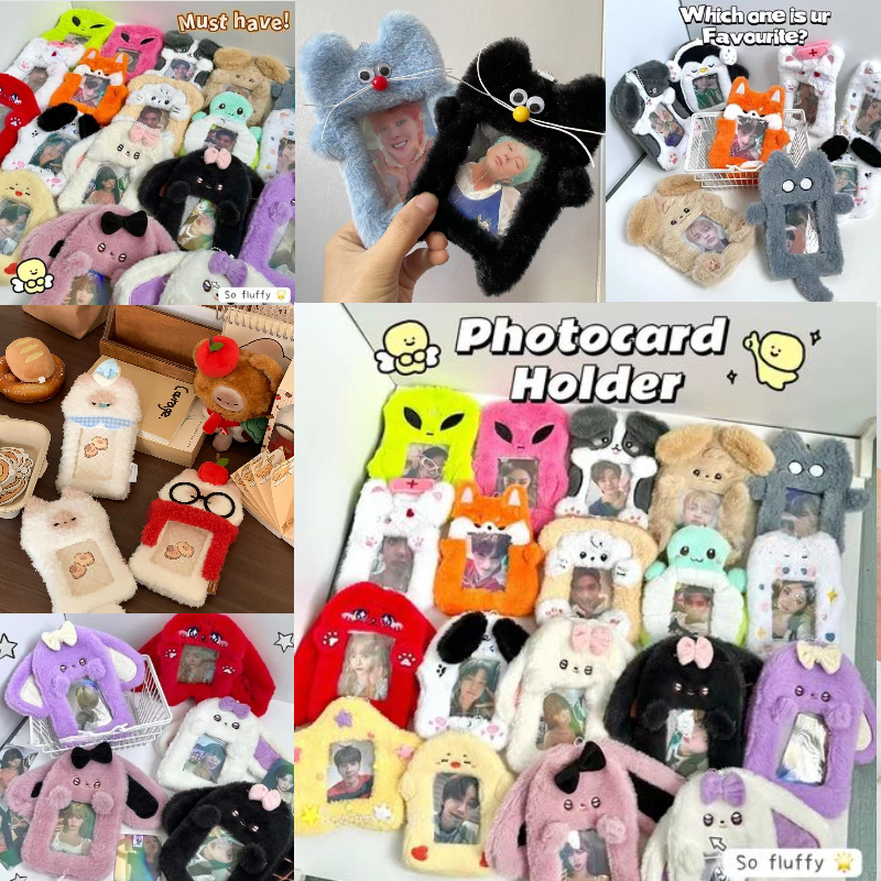 หลายสไตล์ Ready ตุ๊กตาน่ารัก 3 นิ้ว/2R Photocard Holder พร้อมพวงกุญแจ Kpop Idol Lomo Card ป้องกันผู้ถือบัตรนักเรียน