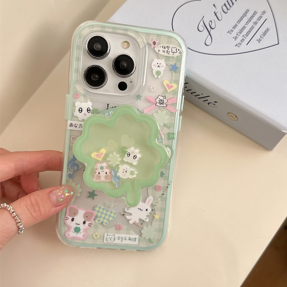 สําหรับ iphone Case 17 Pro Max 16 Pro Max 15 Pro Max 14 Pro Max 13 Pro Max 2-in-1 สองด้าน - เคสโทรศัพท์ Clover