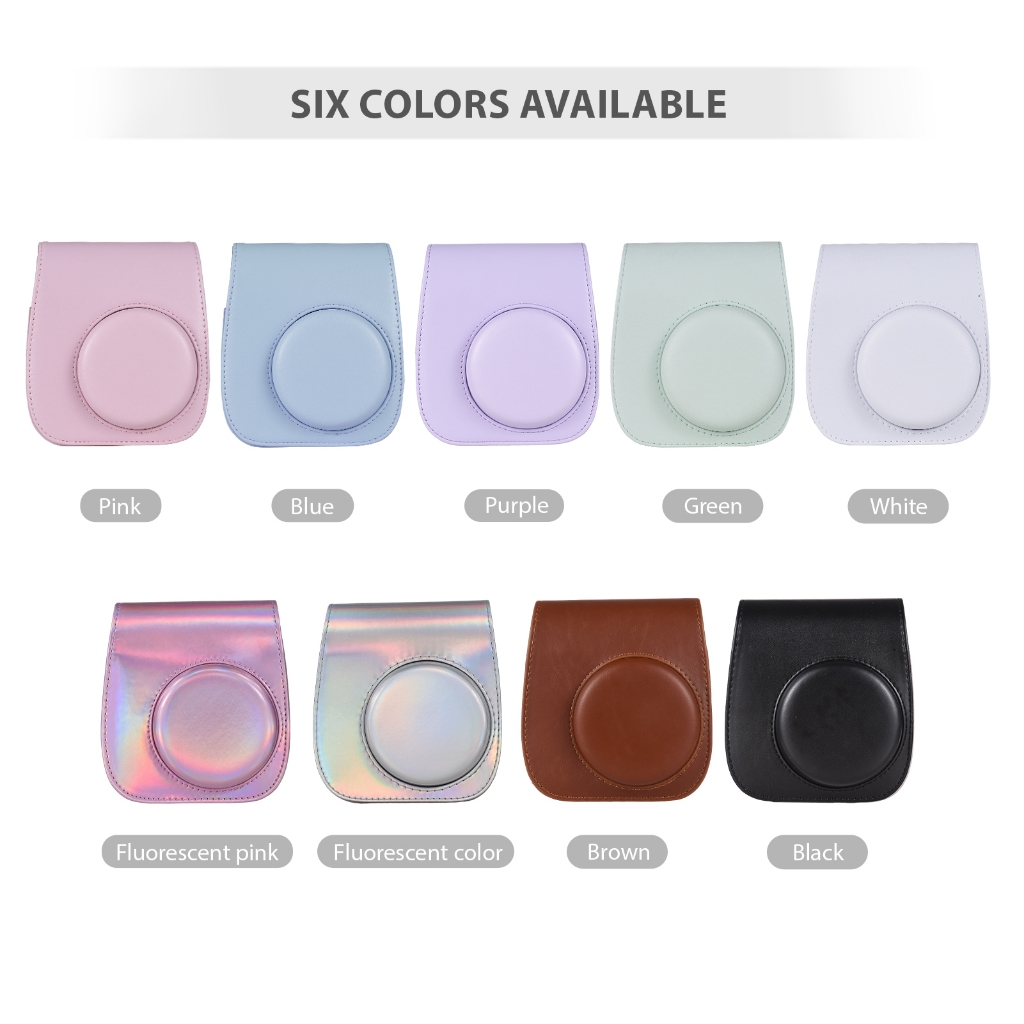 กระเป๋ากล้อง หนัง PU หัวเข็มขัดแม่เหล็ก พร้อมสายคล้องไหล่ สําหรับ Fujifilm Instax Mini 12 11 9 8