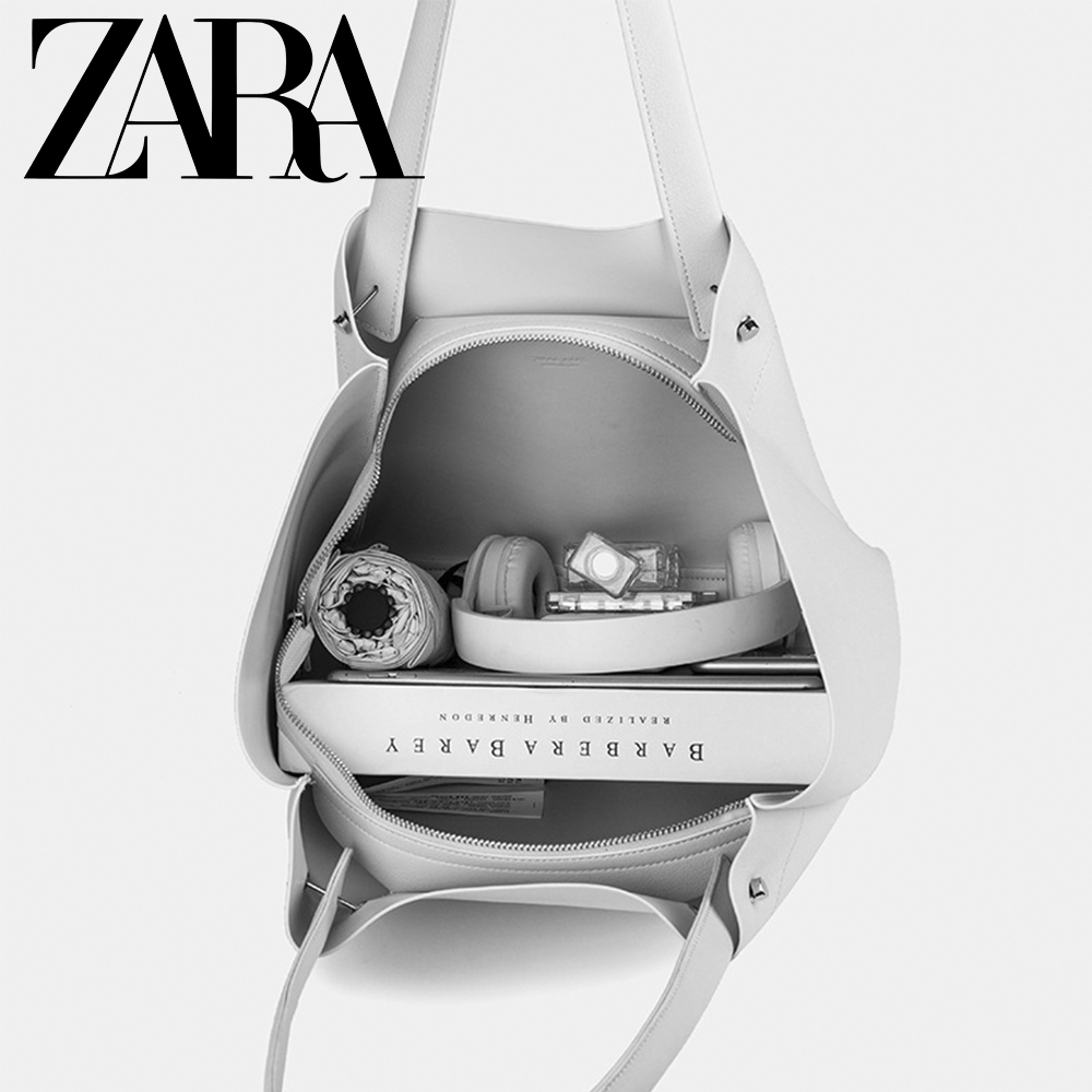 Zara ใหม่ กระเป๋าสะพายไหล่ กระเป๋าช้อปปิ้ง หนังนิ่ม ทรงโท้ท จุของได้เยอะ  สําหรับผู้หญิง