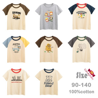 1-8yrs Boy&Girl เสื้อยืดแขนสั้นผ้าฝ้ายฤดูร้อนสบายดูดซับเหงื่อแขนสั้นเสื้อผ้าเด็ก