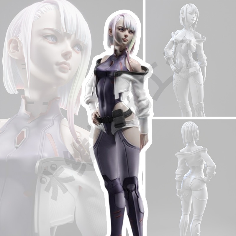 Cyberpunk 2077 Edge Walker Lucy High Precision GK Figure 3D Printing [รุ่นสีขาวไม่ทาสี]