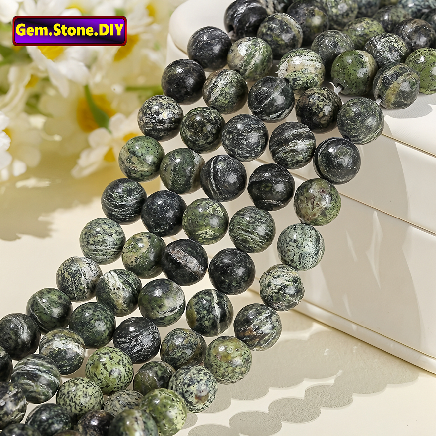 Green Zebra Jasper Natural Stone，Loose Bead สีเขียวม้าลายแจสเปอร์หินธรรมชาติ,หลวมลูกปัด ตัวเว้นวรรค สําหรับสร้อยข้อมือ/สร้อยคอ/แหวน/ต่างหู,ขายส่งแฮนด์เมดทําเองเครื่องประดับอุปกรณ์เสริม,สร้อยข้อมือหินคริสตัลมนต์,ลูกปัดหินจ