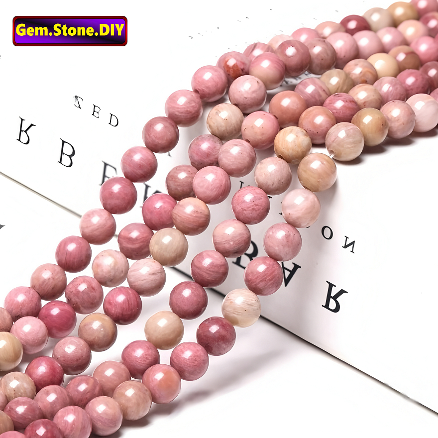 Pink Rhodonite Natural Stone，Loose Bead สีชมพูโรโดไนท์หินธรรมชาติ,หลวมลูกปัด ตัวเว้นวรรค สําหรับสร้อยข้อมือ/สร้อยคอ/แหวน/ต่างหู,ขายส่งทําด้วยมือทําเองเครื่องประดับอุปกรณ์เสริม,สร้อยข้อมือหินคริสตัลหิ