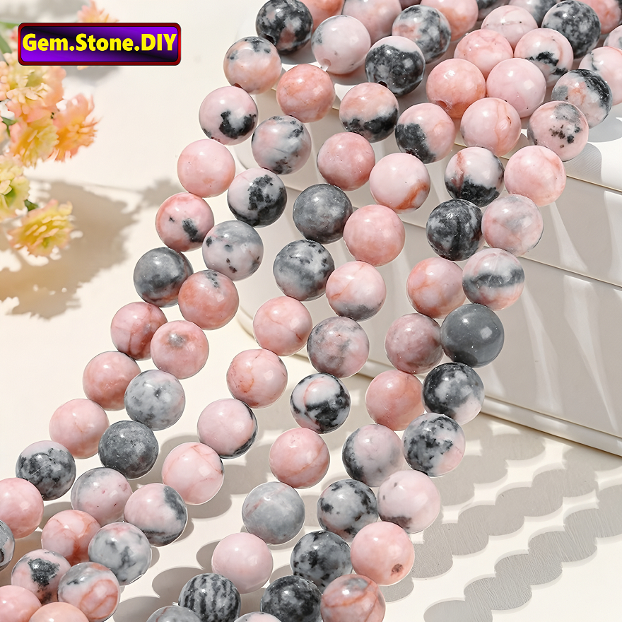 Pink Zebra Jasper Natural Stone，Loose Bead สีชมพูม้าลาย แจสเปอร์ หินธรรมชาติ,หลวมลูกปัด ตัวเว้นวรรค สําหรับสร้อยข้อมือ /สร้อยคอ /แหวน /ต่างหู,ขายส่งทําด้วยมือ ทําเอง เครื่องประดับ,สร้อยข้อมือหินคริสตัลเฮม