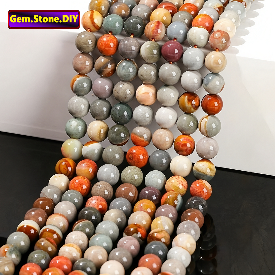 Polychorm Jasper หินธรรมชาติ,หลวมลูกปัด Spacer สําหรับสร้อยข้อมือ/สร้อยคอ/แหวน/ต่างหู,ขายส่งทําด้วยมือ DIY เครื่องประดับ,สร้อยข้อมือหินคริสตัลHealing
