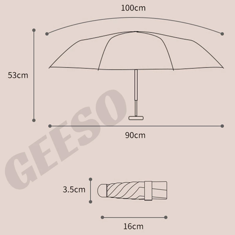 GEESO UPF50+ ร่มพกพาขนาดเล็ก กันแดด UV กันฝน Mini Pocket Umbrella 225g thumbnail 3
