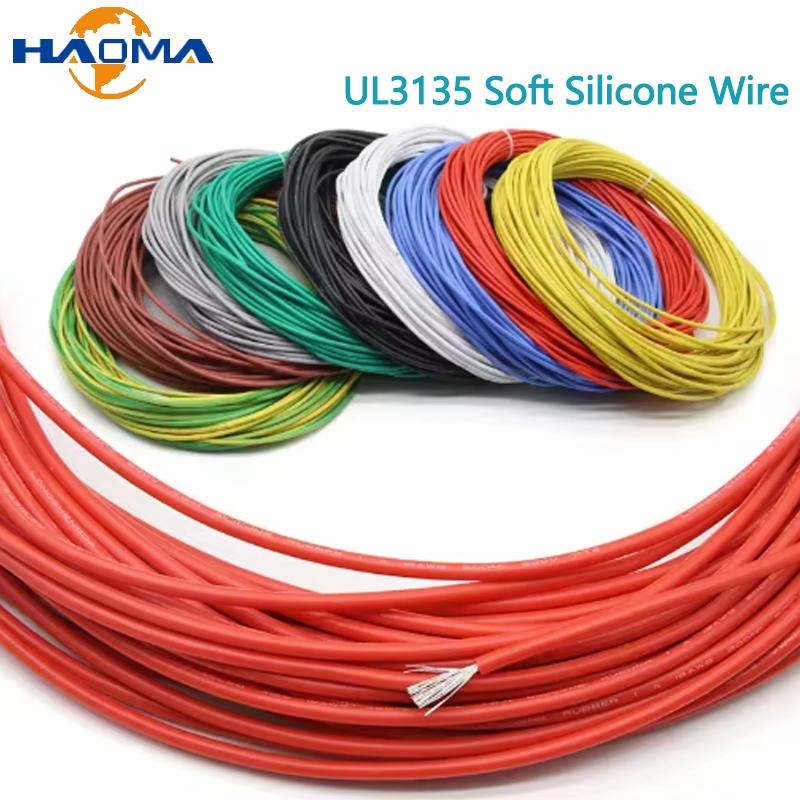 สายไฟซิลิโคน UL3135 สายไฟอิเล็กทรอนิกส์ 30 28 26 24 22 20 18 16 14 12 10 โดยรวม สายทองแดงทนอุณหภูมิส