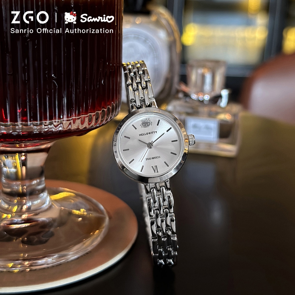 ZGO  x Sanrio HelloKitty นาฬิกาข้อมือผู้หญิง กันน้ำได้ 100% กะทัดรัด กุหลาบทอง นาฬิกาผู้หญิง 295