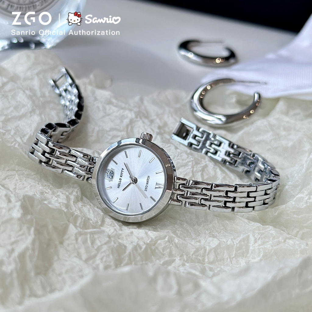 ZGO  x Sanrio HelloKitty นาฬิกาข้อมือผู้หญิง กันน้ำได้ 100% กะทัดรัด กุหลาบทอง นาฬิกาผู้หญิง 295