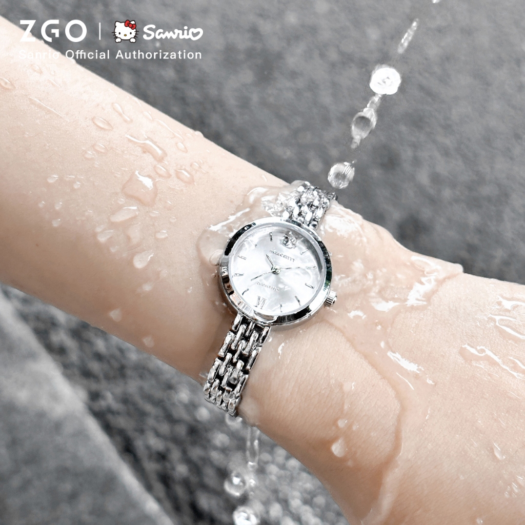 ZGO  x Sanrio HelloKitty นาฬิกาข้อมือผู้หญิง กันน้ำได้ 100% กะทัดรัด กุหลาบทอง นาฬิกาผู้หญิง 295