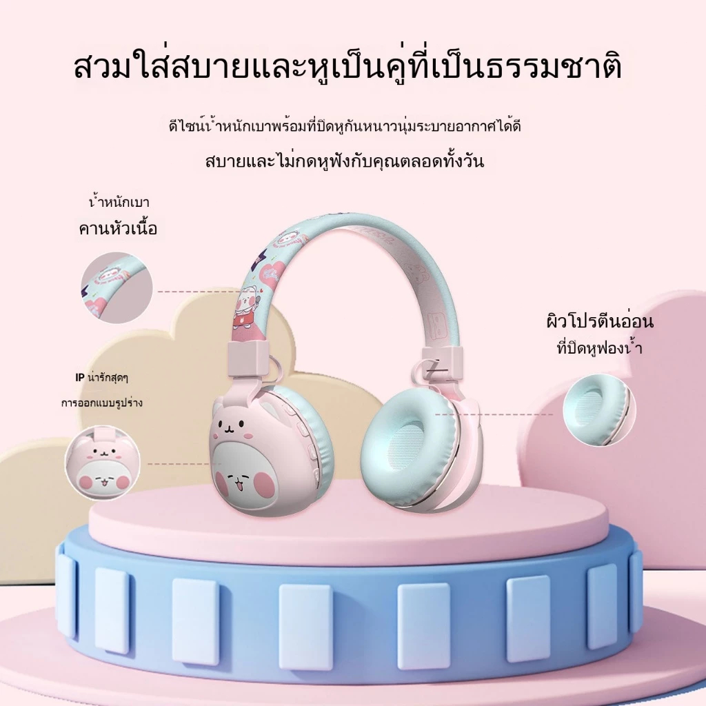 อิลแฟชั่น ของขวัญไฮไฟสําหรับเด็กสไตล์อะนิเมะน่ารักชุดหูฟังบลูทูธไร้สายแบบครอบหูพับเก็บคุณภาพเสียงที่สวยงามระบบ หุ่นยนต์ ไอโฟน สามารถปล
