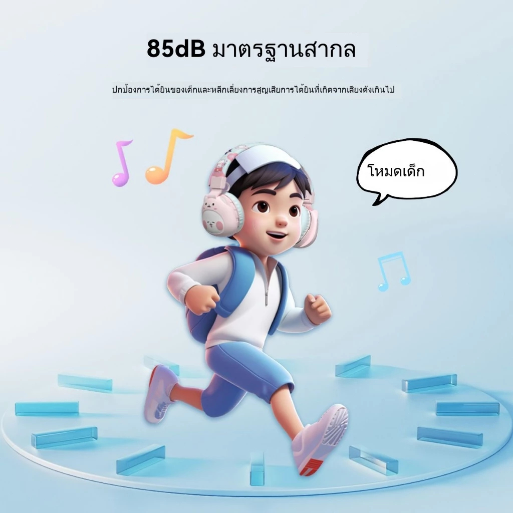 อิลแฟชั่น ของขวัญไฮไฟสําหรับเด็กสไตล์อะนิเมะน่ารักชุดหูฟังบลูทูธไร้สายแบบครอบหูพับเก็บคุณภาพเสียงที่สวยงามระบบ หุ่นยนต์ ไอโฟน สามารถปล