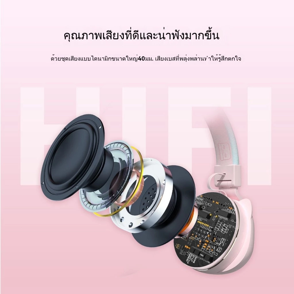 อิลแฟชั่น ของขวัญไฮไฟสําหรับเด็กสไตล์อะนิเมะน่ารักชุดหูฟังบลูทูธไร้สายแบบครอบหูพับเก็บคุณภาพเสียงที่สวยงามระบบ หุ่นยนต์ ไอโฟน สามารถปล