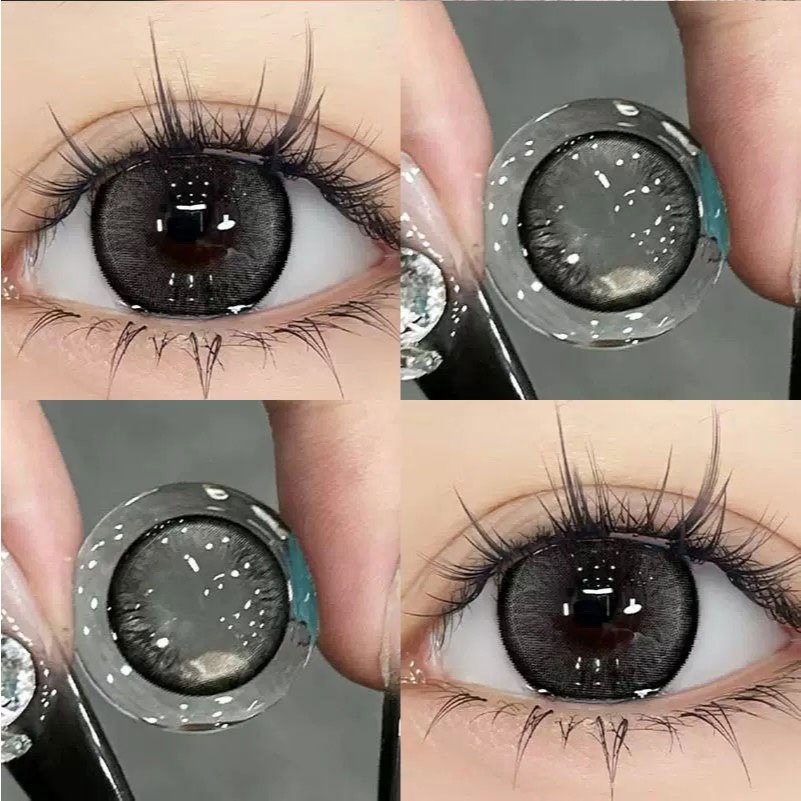 (COD) Power (0~8.00) Big Eyes Natural Grey Colored Contact Lense Soft lens Yearly Use 14.2mm