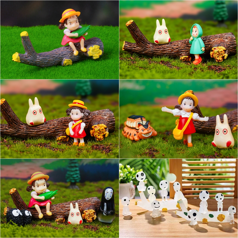 มิยาซากิ Hayao อะนิเมะเพื่อนบ้านของฉัน Totoro สาขาไม่มี Face Man Mei และลูกแมวรถบัส DIY ตกแต่งรุ่น Q PVC Action Figures ตุ๊กตาของเล่น