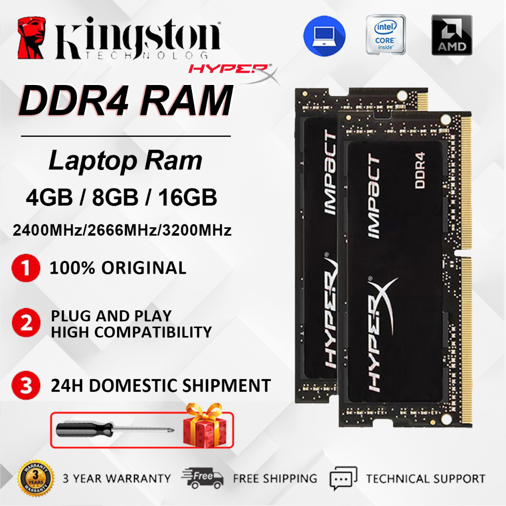 จัดส่ง 24H Kingston Hyperx Gaming RAM 4GB/8GB/16GB DDR4 2400MHZ 2666MH 3200MHZ SODIMM RAM สําหรับแล็