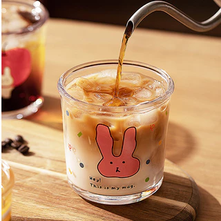 🍋400มล.แก้วกระต่ายน่ารัก ลายการ์ตูน มัทฉะ แก้วหนา น้ําผลไม้ นม กาแฟ | แก้วหนาน่ารัก