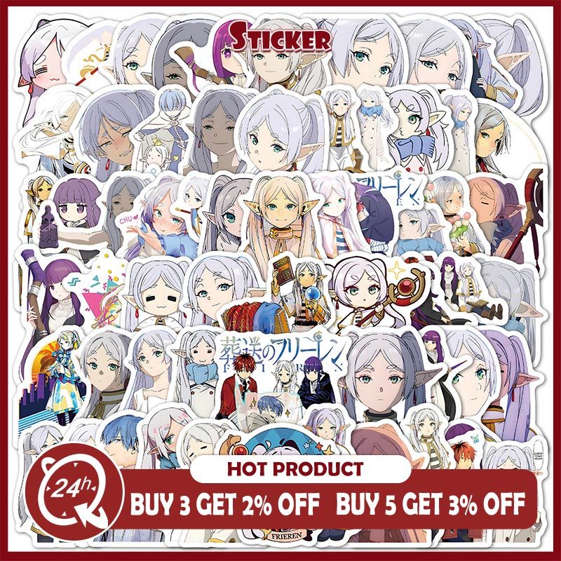 60 ชิ้น Frieren ที่งานศพอะนิเมะสติกเกอร์ Himmel Fern Eisen Heiter รูปลอกขวด DIY สติกเกอร์
