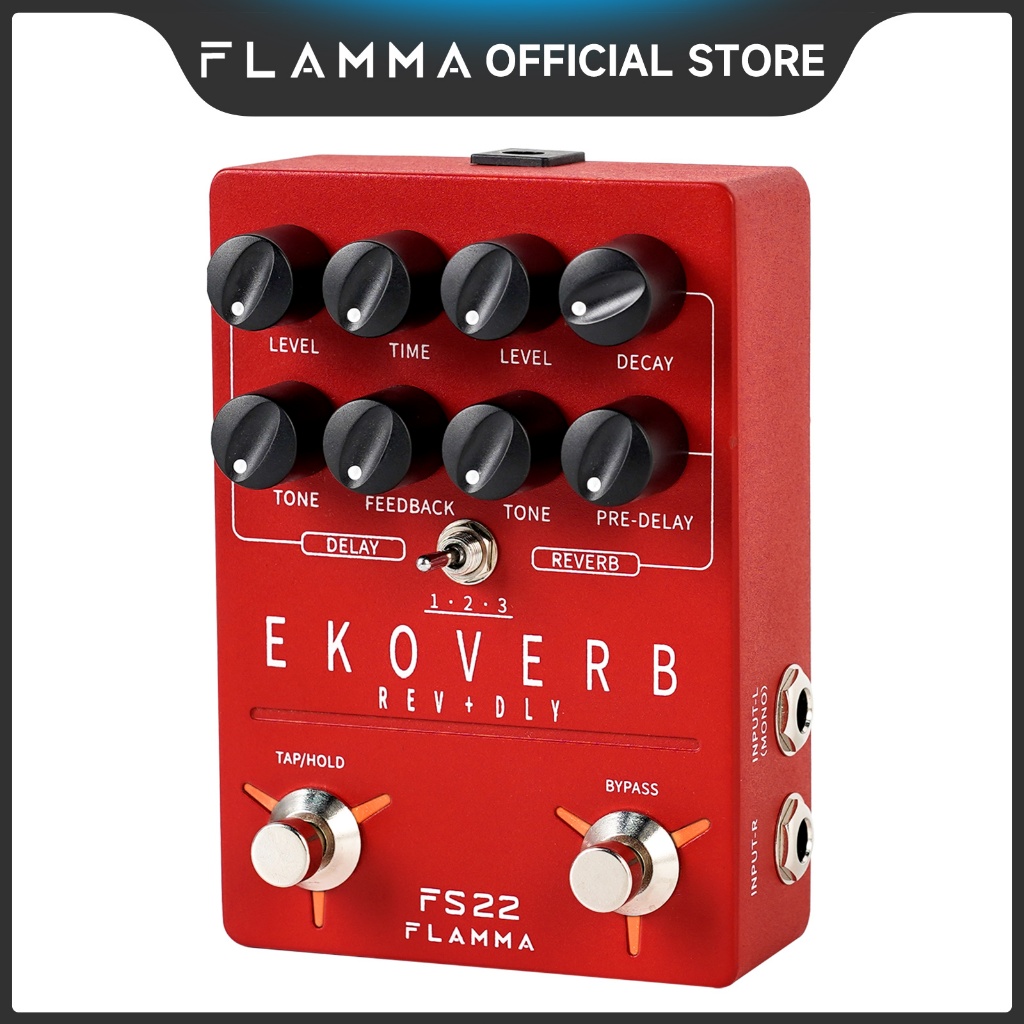 FLAMMA FS22 Ekoverb สเตอริโอ Dual Footswitches Reverb Delay GuitarEffects Pedal withTap Tempo สําหรั