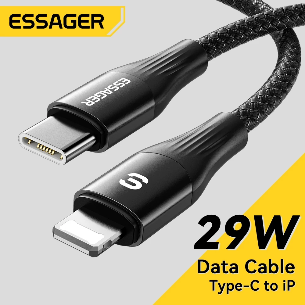 Essager PD29W USB C/Type-C ถึง L สายเคเบิลข้อมูลชาร์จเร็วสําหรับ iP X-iP14 Pro MBK เข้ากันได้กับ PD29W/20W