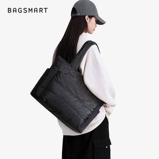 BAGSMART 14 นิ้ว Puffy Tote Bag สําหรับผู้หญิงน้ําหนักเบากระเป๋าสะพายไหล่หลายช่อง
