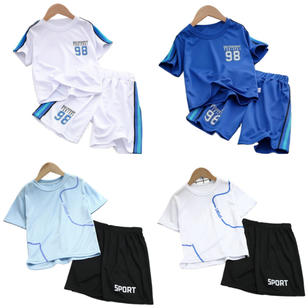 Soffny Quick Dry Boy Sport Set เสื้อ + กางเกงขาสั้นกางเกงเด็กทารกผ้าเสื้อผ้าเด็ก Breathable เด็กทารกชุดนักเรียน