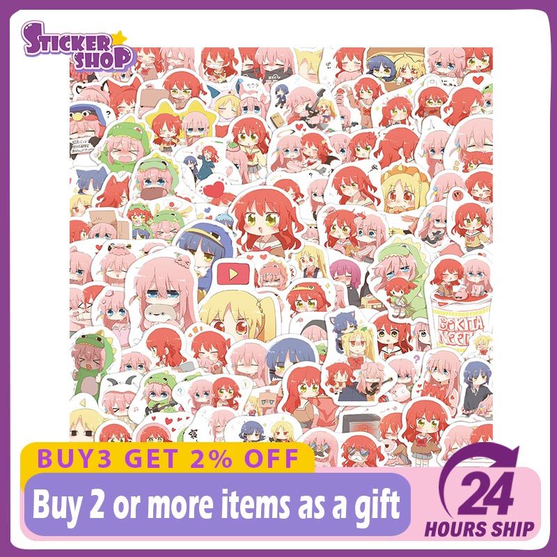 100 ชิ้นสติกเกอร์อะนิเมะ Bocchi The Rock การ์ตูนกันน้ํา Graffiti เด็ก Decals Stciker ของเล่น