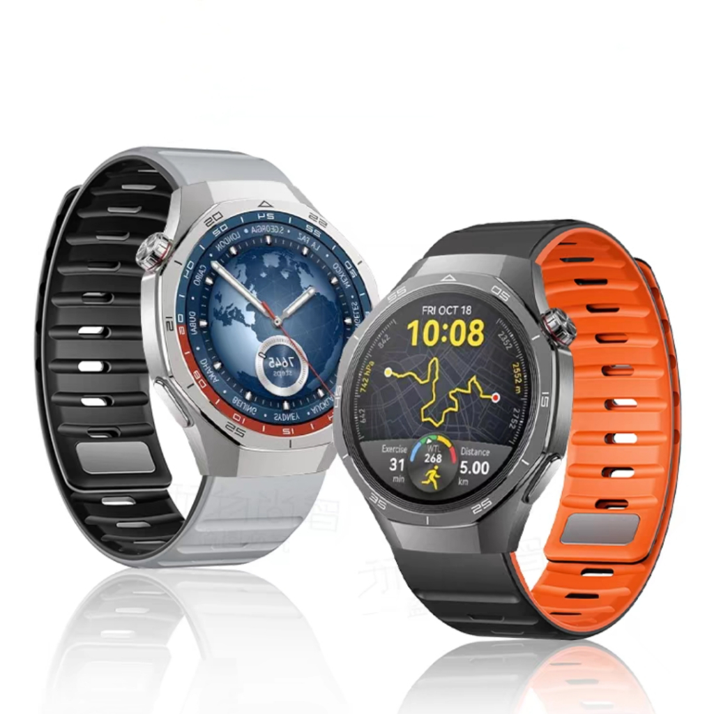 สายรัดแม่เหล็กซิลิโคนเหมาะสําหรับนาฬิกา Huawei gt5/gt4/gt3/gt5pro (46 มม.) กีฬาระบายอากาศ watch4/PRO สายรัด 22 มม.สากล