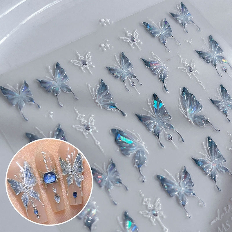 Annapink.th เพิร์ลลูกไม้โบว์รูปร่างเล็บสติกเกอร์เพชรบรรเทารูปลอกเพิ่มประสิทธิภาพกาวสติกเกอร์สามมิติ DIY EN - รูปที่ 4