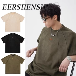Eershenshi เทรนด์แฟชั่น American Suede เสื้อยืดแขนสั้นแฟชั่นไม่มีแบรนด์สไตล์ญี่ปุ่นเรียบง่ายใหม่