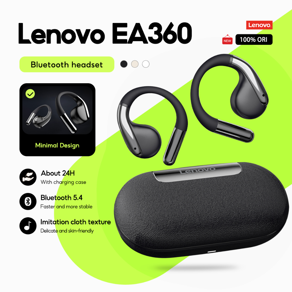 Lenovo Earbuds EA360 หูฟังไร้สายบลูทูธ TWS แขวนหูสไตล์หูฟังบลูทูธ 5.4 Touch Control อายุการใช้งานแบตเตอรี่ยาวนานพร้อมไมโครโฟน