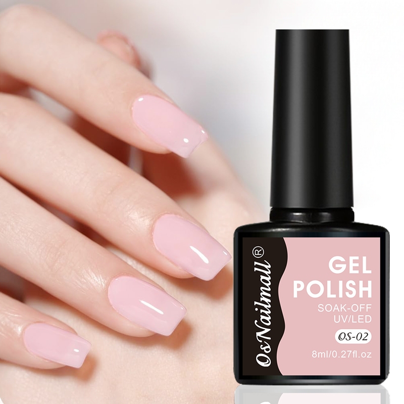 ยาทาเล็บเจลสีนู้ดสีชมพู - Glossy Finish, เข้ากันได้ UV/LED, เจลแช่ปิด ,เจลทาเล็บ